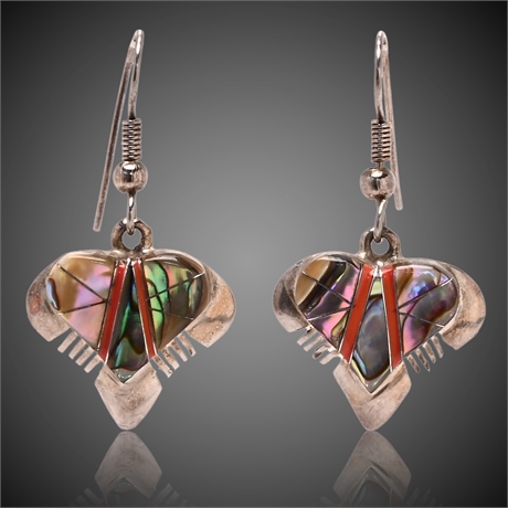 Navajo Inlayed Heart Earrings