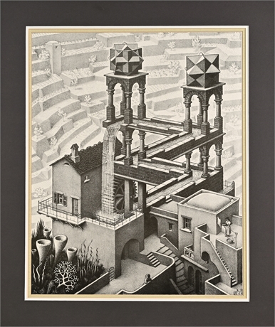 M.C. Escher "Waterfall" Lithographic Reproduction After the 1961 Original