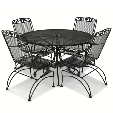 Meadowcraft Dogwood Wrought Iron Coil Spring Dining Set