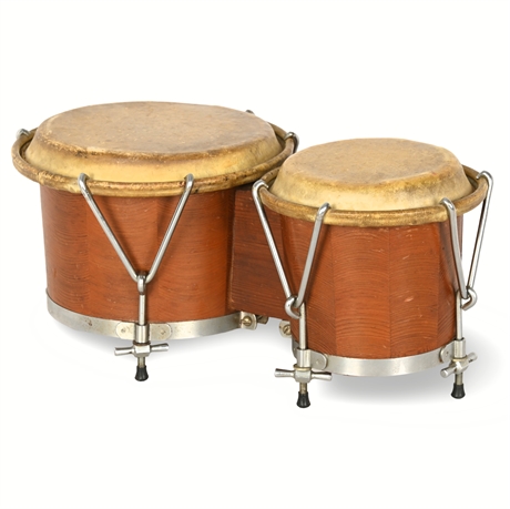 Vintage Wooden Bongo Drums – Classic Handcrafted Percussion