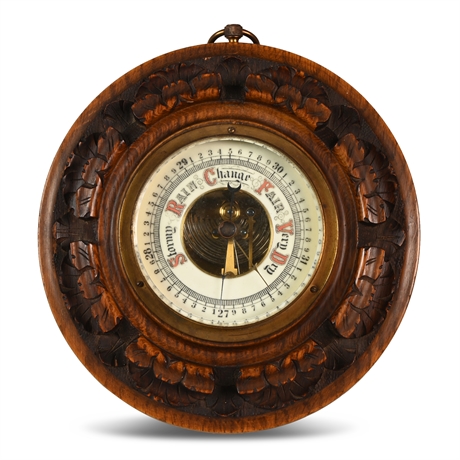 Antique Carved Aneroid Barometer