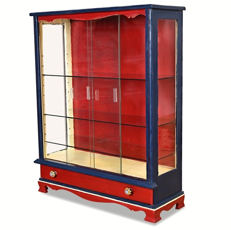 Vintage Bicentennial Theme Display Curio Cabinet