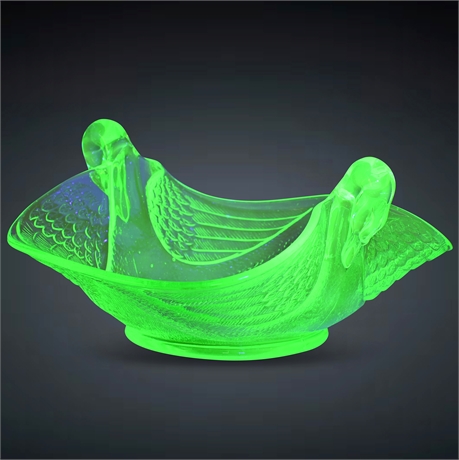 Uranium Glass Swan Bowl