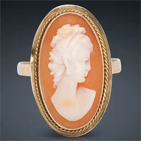 Antique 14K Cameo Ring, Size 8