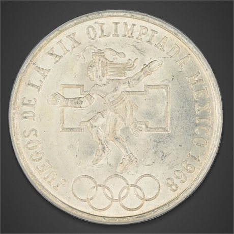 1968 Mexico 25 Pesos – Silver Olympic Commemorative (Mo Mint)