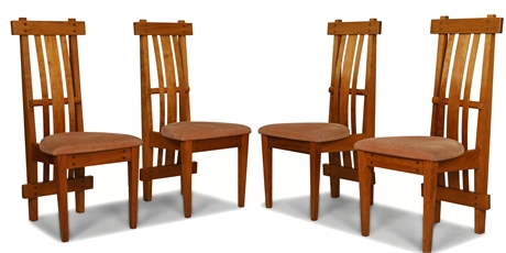 Black Cherry Wood Set of Four Chairs by Green Design