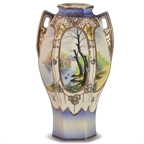 Antique Double Handled Japanese Vase