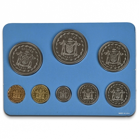 1974 & 1975 Coinage of Belize Franklin Mint Proof Sets, Sterling Silver & Gold