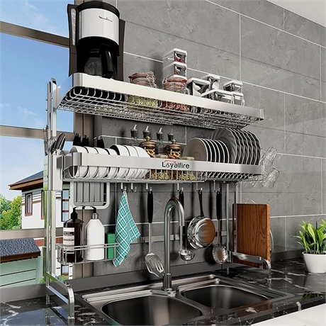 Loyalfire Stainless Steel Expandable Over-Sink Dish Drying Rack