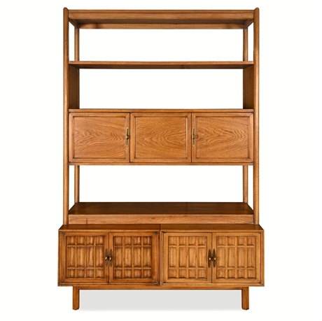 1962 Heritage by Drexel Mid-Century Brutalist Walnut Modular Wall Unit