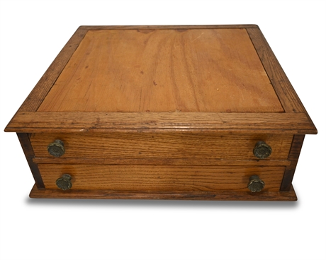 Antique (2) Drawer Oak Cabinet