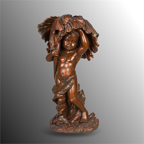 24" Figural Bronzed Cherub Sculpture