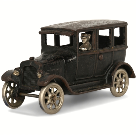 Arcade Cast Iron Model T Sedan, 7” Driver, Original Paint c.1920s