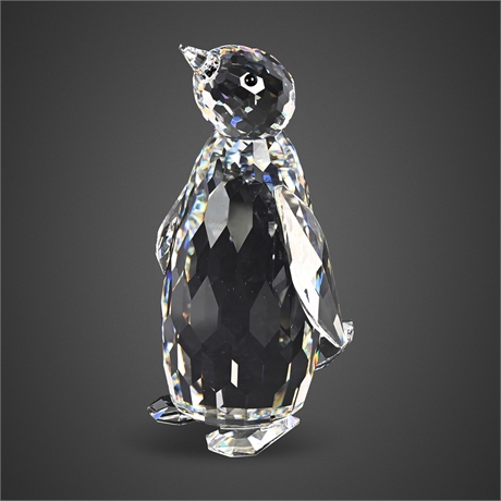 Swarovski Silver Crystal Large Penguin Figurine #7643 NR 085, Original Box