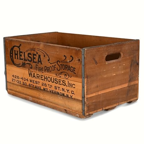 Chelsea Fire Proof Storage Co. Wooden Crate — Early 20th Century New York Indust