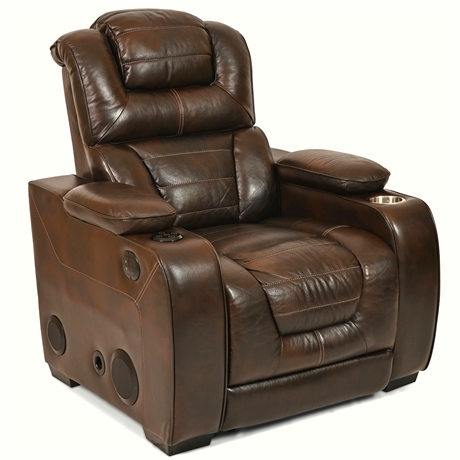 Leather Power Recliner with Bluetooth