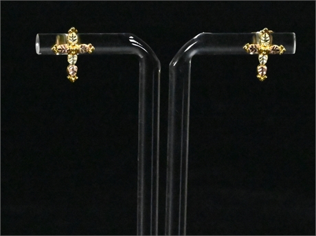 10k Black Hills Gold Cross Earrings