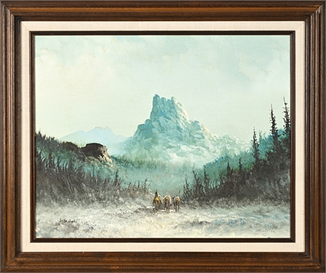 Lester Hughes Winter Mountain Landscape Oil Painting