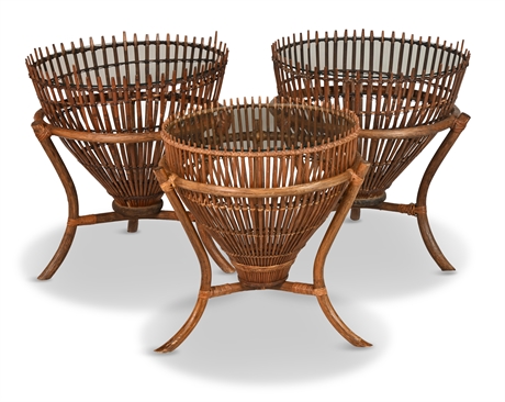 Franco Albini Style Fishing Basket Side Tables