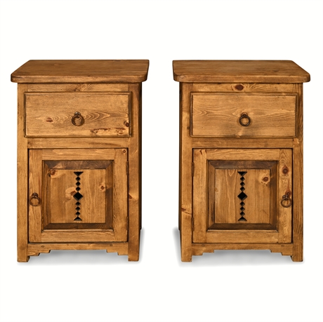 Pair of Mexican Rustic Pine Nightstands