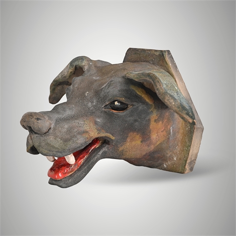 Milette Lanphere Ceramic Snarling Dog Wall Sculpture '03