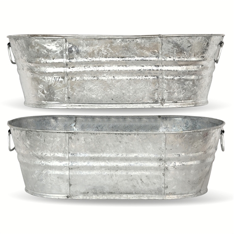 Pair 6 Gallon Galvanized Tubs