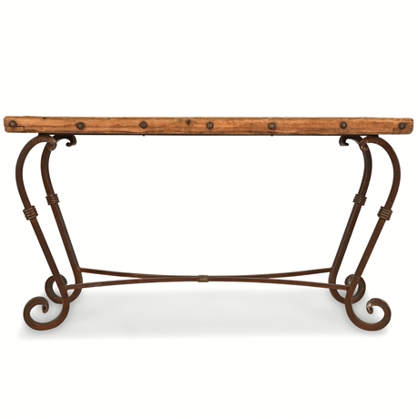 56" Rustic Wrought Iron Console Table