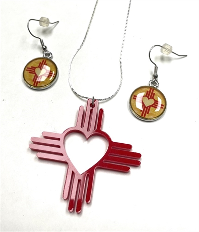 New Mexico Zia Necklace and Earrings