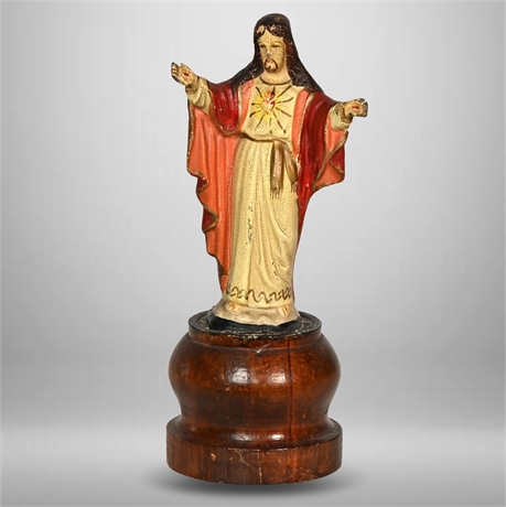 Vintage Cast Metal Altar Jesus