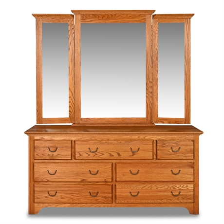 Solid Oak Dresser & Mirror by Colliers of Colorado