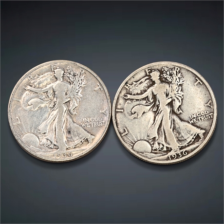 1936 (2) Walking Liberty Silver Half Dollars