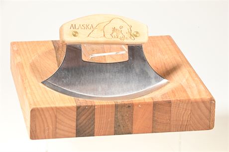 Alaskan Ulu Knife and Chopping Bowl