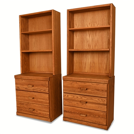 Pair Orman Grubb Oak Storage Bookcases