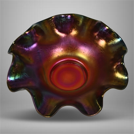 Antique Blown Carnival Glass Bowl