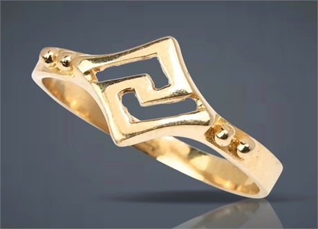 14K Greek Key Ring, Size 6.5