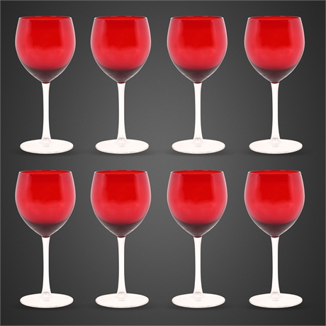 Set of 8 Ruby Red Wine Glasses – 8" Tall