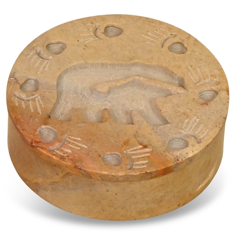 Bear Carved Soapstone Box