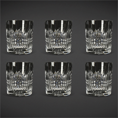 4" Godinger Top Shelf “Facet” Hand-Cut Crystal Whiskey Glasses – Set of 6