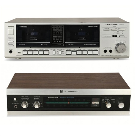 Realistic SCT-70 Dual Cassette Deck & Standard SR-A205SU AM/FM Stereo Receiver