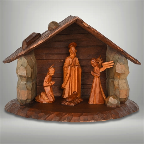 Austrian Hand-Carved Musical Nativity Scene