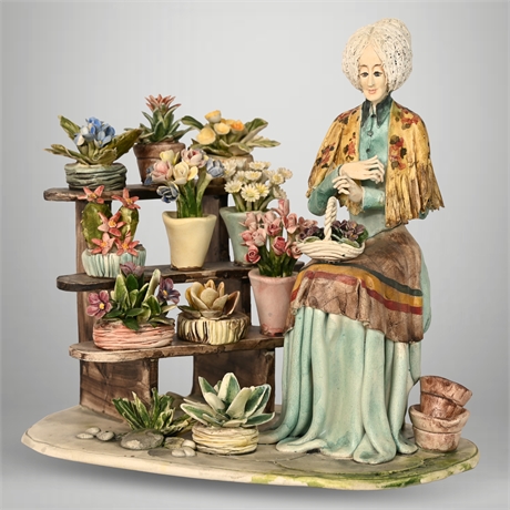 Elegant Capodimonte Porcelain Florist Figurine