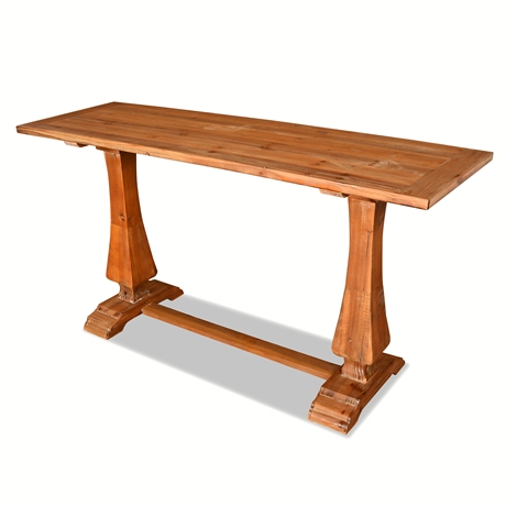Rustic Farmhouse Console Table in Pine — Trestle Base