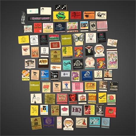 83 American advertising matchbooks, 1960s–1990s.