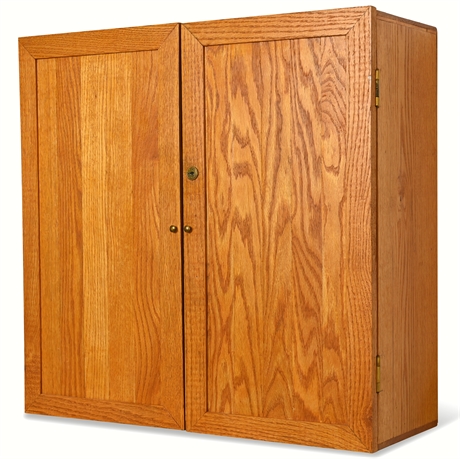 Solid Oak Locking Storage Cabinet