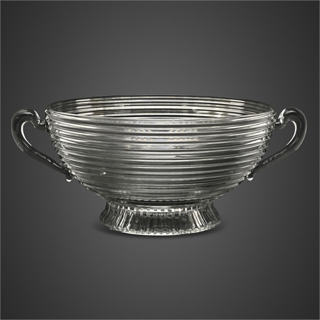 Anchor Hocking Manhattan Depression Glass Large Footed Fruit Bowl