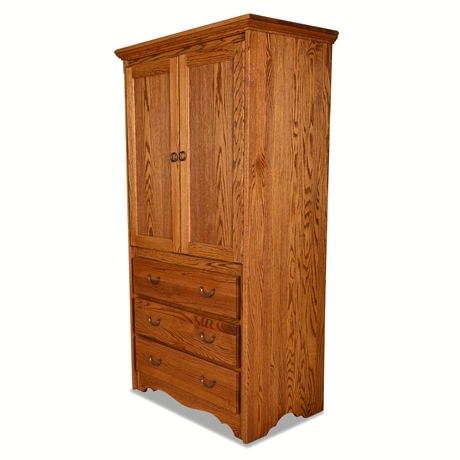 Solid Oak 3-Drawer Armoire — Colliers of Colorado
