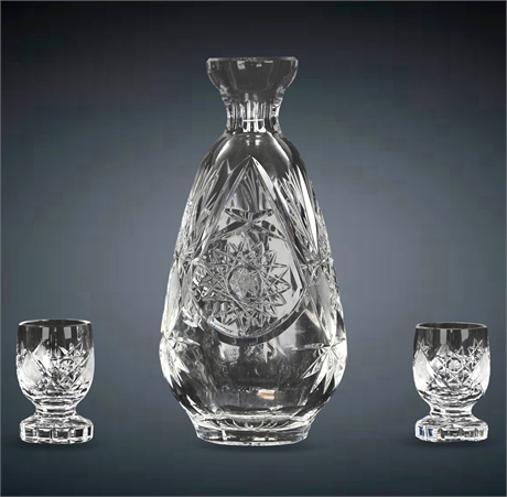 Vintage Cut Crystal Decanter & Cordial Set