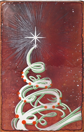 Houston Llew Spiritile No. 129 “Twinkle” – Glass on Copper Holiday Wall Tile