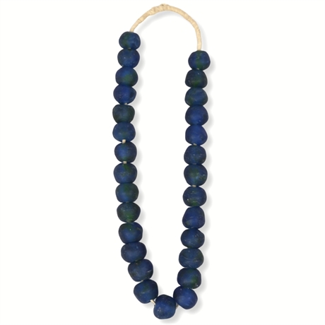 30" Strung Cobalt Blue Ghana Glass Beads