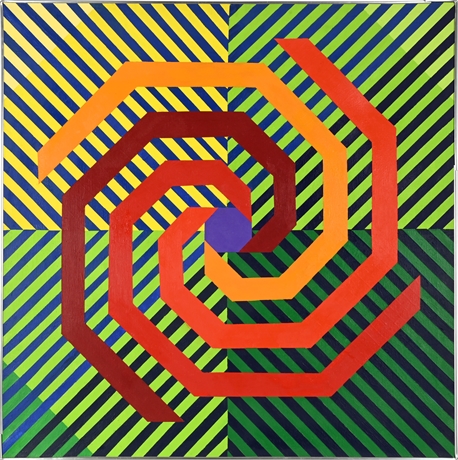 Bold Geometric Abstract by James Belton Bonsall, Oil on Canvas, 38" x 38"